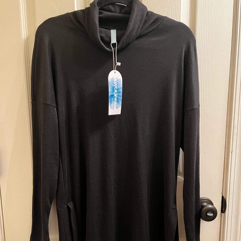 Awuliffan Drop Shoulder Cowl Neck Tunic-M